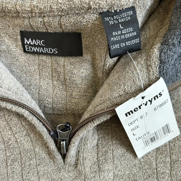 NWT Marc Edwards 1/4 Zip Brown Sweater Size Large - Picture 4 of 8
